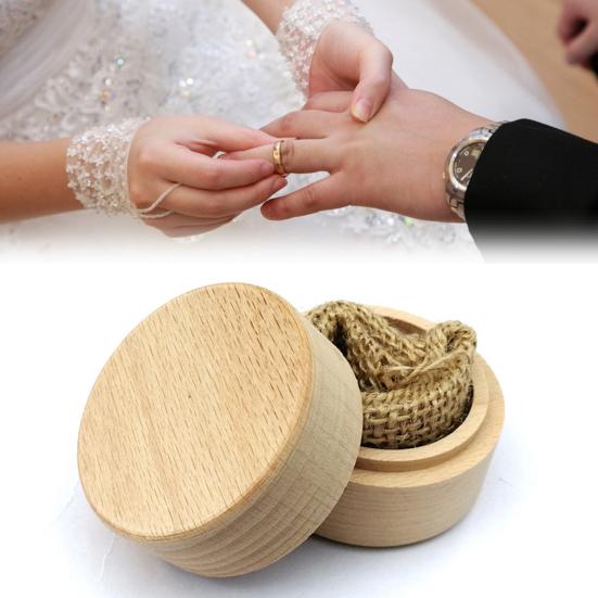 Jewelry Box Wear-resistant Ring Mini Round Solid Wood Lightweight Case for Female