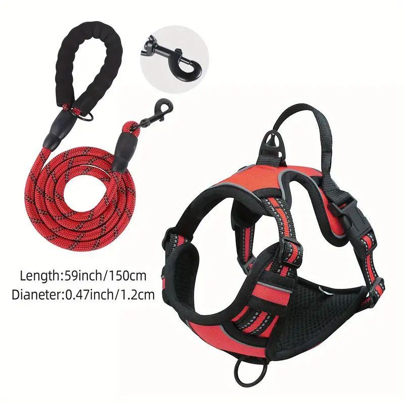 Service Dog Harness Front Clip Heavy Duty Reflective Easy Control Handle For Large Dog Walking Easy To Control For Small Medium