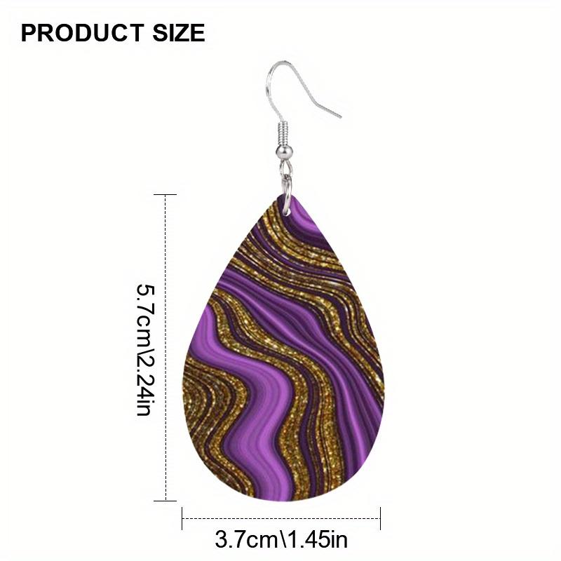 Abstract Purple Water Flow Pattern PU Leather Earrings  Lightweight Earrings Trendy Female Earrings Fashion Earring Jewelry for  Parties Gifts