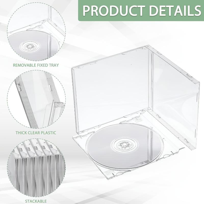 5/10pcs 10.4mm Standard Single-Sided Transparent CD Disc Boxes with Clear Tray Durable Acrylic Storage for CDs DVDs Organizing