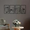 4-Piece Black Metal Wall Art Decor - Minimalist Abstract Elegant Woman Line Drawing | Single Line Home Hanging Wall Art
