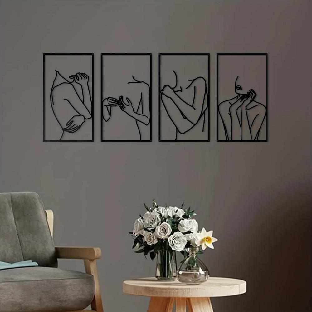 4-элементный черный металлический настенный декор - минималистский абстрактный элегантный — фото 5