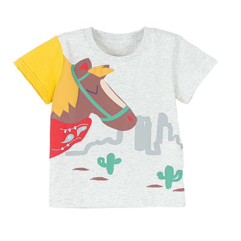 Little Maven Baby Boys 2026 New Summer Children's Clothing Tops Kids Clothes Tees Cartoon Horse T Shirts Teenagers T-shirts