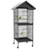 Large Bird Cage of 2 Floors Convertible Into Single Cage with Wheels Feeders 4 Perches 78x75x168 Cm Black