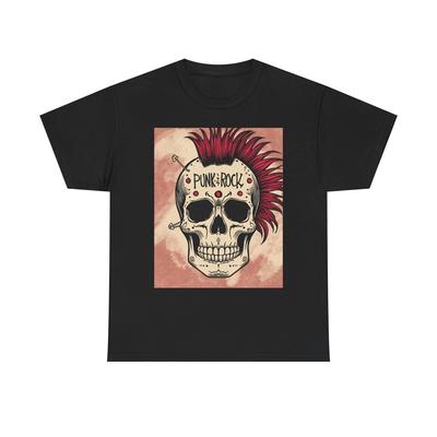 Punk Rock Mohawk Skull Graphic Tee