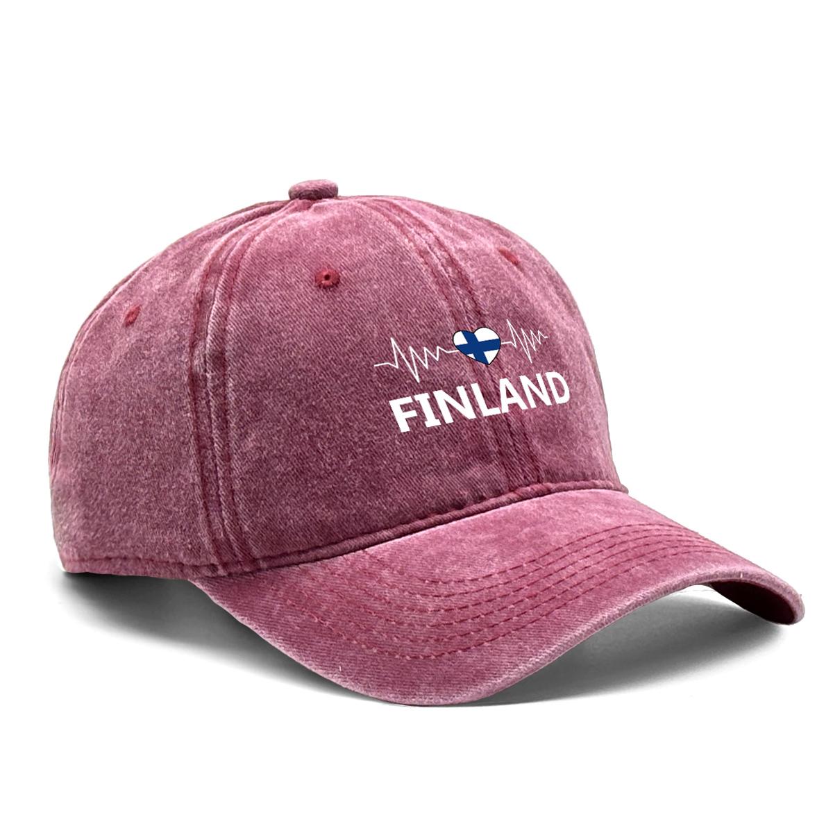 

Heart-shaped Finland Flag Snapback Baseball Cap Distressed Strap Adjustable Baseball Caps Perfect For Men And Women вино красного