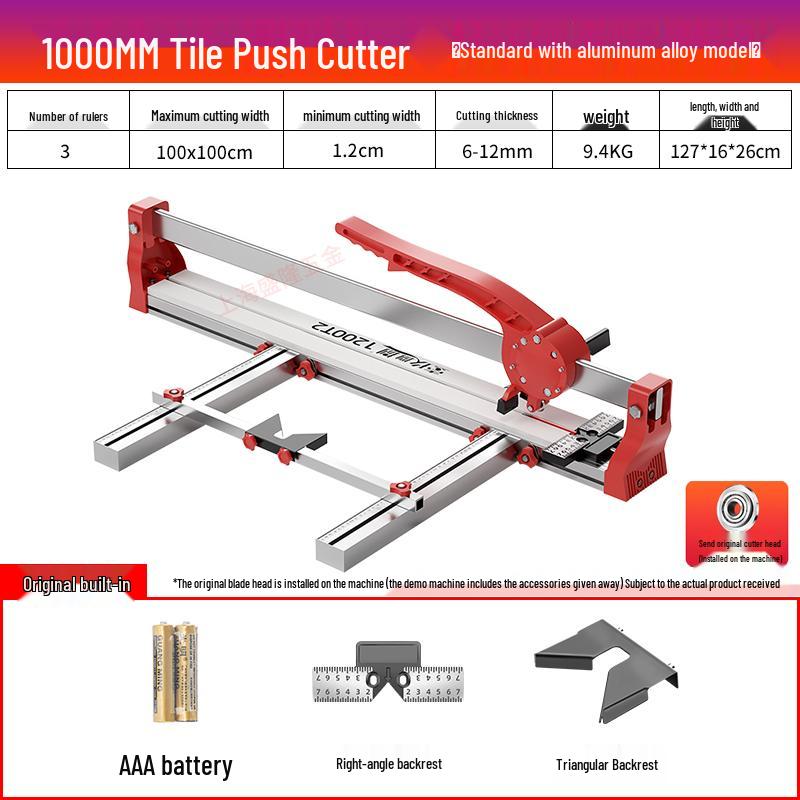 Manual Push Tile Cutter with Laser Precision for Ceramic and Floor Tiles