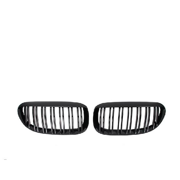 Glossy Black Single Line Style Car Front Bumper Grilles For BMW 6 Series E63  2003-2010 Matte Racing Grill Accessories