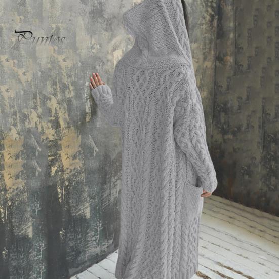 Jachetă de pulover pentru femei, cu buzunare, lungime mijlocie, tricotată cu glugă, textura răsucită, culoare uni, jachetă cu mânecă lungă, mărime, groasă, îmbrăcăminte exterioară zilnică pentru navetă