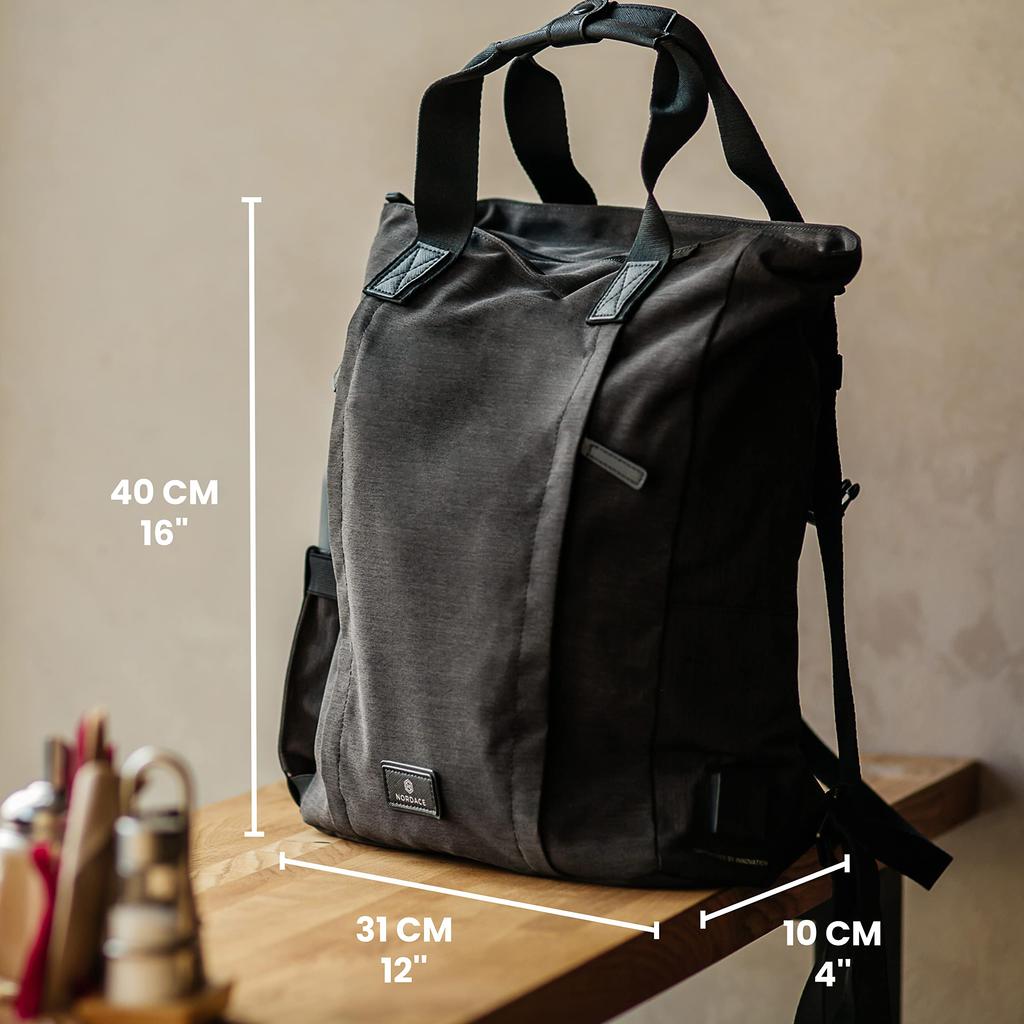 Nordace Siena II Totepack Reise-Rucksack für Männer und Frauen mit USB-Ladeanschluss Wasserdichter Tages-Buch-Reise-Rucksack, Schwarz, 40x31x10,