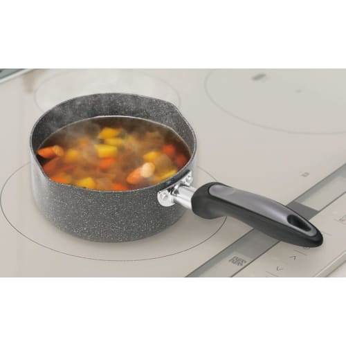 Kakusei Mini Milk Pan, 16cm, Gas/Induction Compatible, Marbled Interior, Non-Stick, Easy to Clean, Rock'n Marble RM-12, Gray