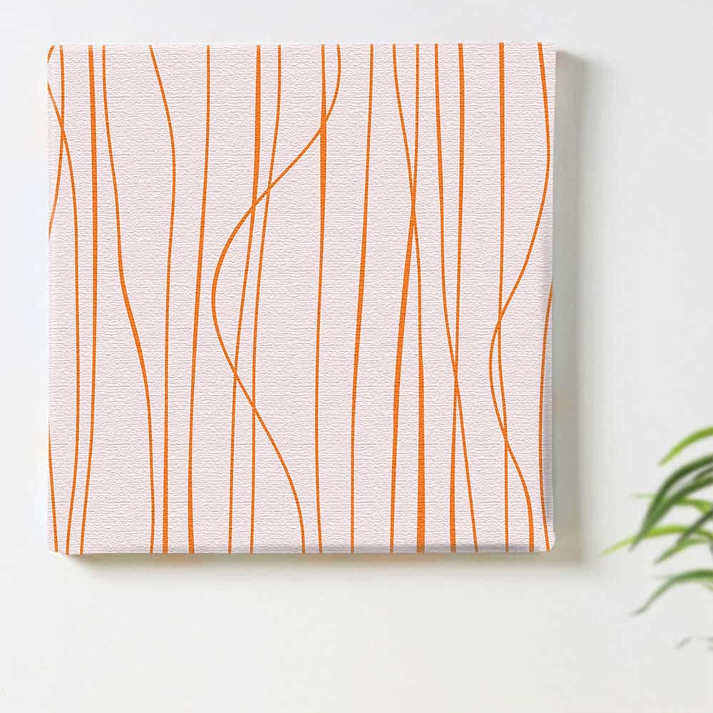 Lib Curved Striped Art Fabric Panel 57x57cm Made In Japan Orange Pastel Geometric Stylish