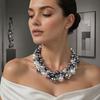 Vintage Faux Pearl Necklace 1 Set Chunky Jewelry, Beaded Choker And V-neck Accessory Earrings, Metallic for Women Dinner Parties Wedding Statement