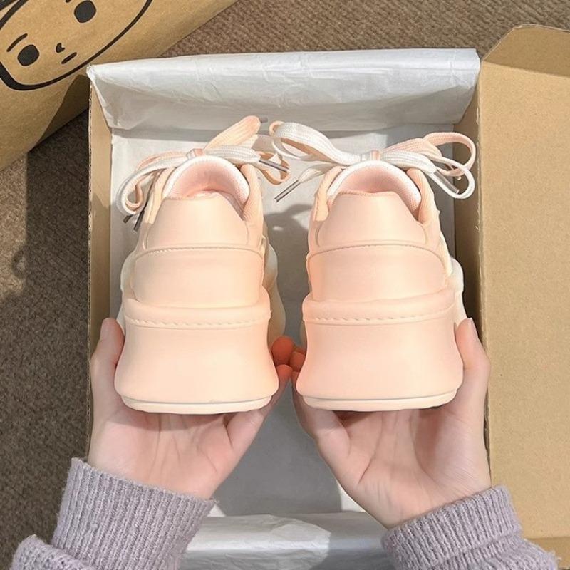 summer White Chunky Sneakers Women canvas Shoes Platform sneakers Lace Up Flats Trend  Casual Mom Vulcanized Shoes zapatos mujer