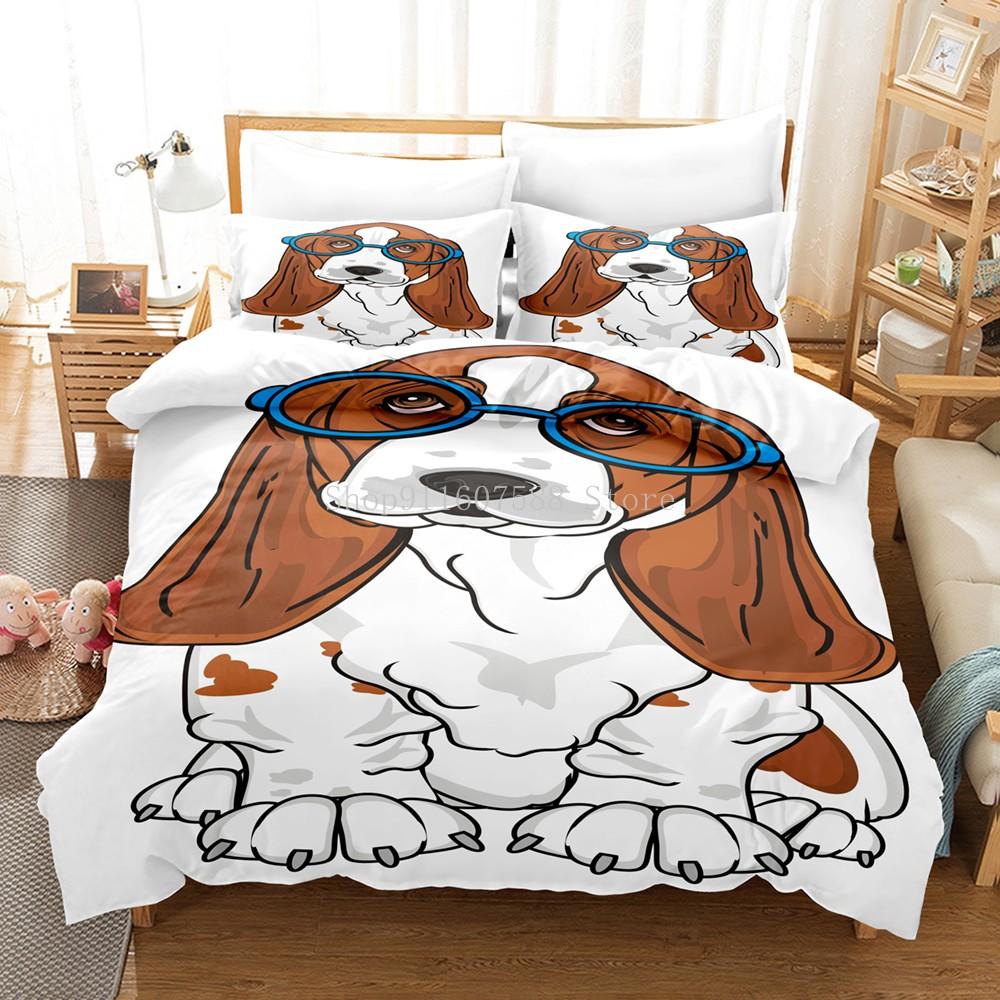 Zvíře Pes Husky Povlak na přikrývku Dospělí Děti Domácí textil Roztomilé Povlečení 2/3 Ložní soupravy Manželská postel King Full Size Dekor Domov