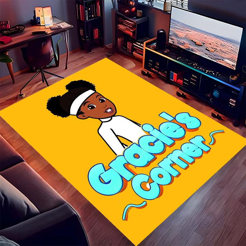 1pc Gracie's Corner Print Area Rug - Soft, Washable Non-Slip Indoor Mat for Office Chairs, Living Room, Home Office Decorative Rug