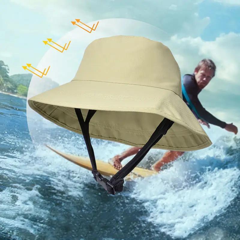 UPF50+ Beach Surf Bucket Hat Mesh Breathable Sun Hat Men Women Outdoor Fishing Cap Chin Adjustable Cap Water Sport Cap Sombrero