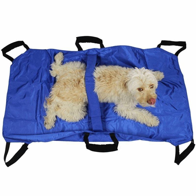 Foldable Dog Stretcher Waterproof Pet Transport Large Load Bearing With 6 Handles Blue