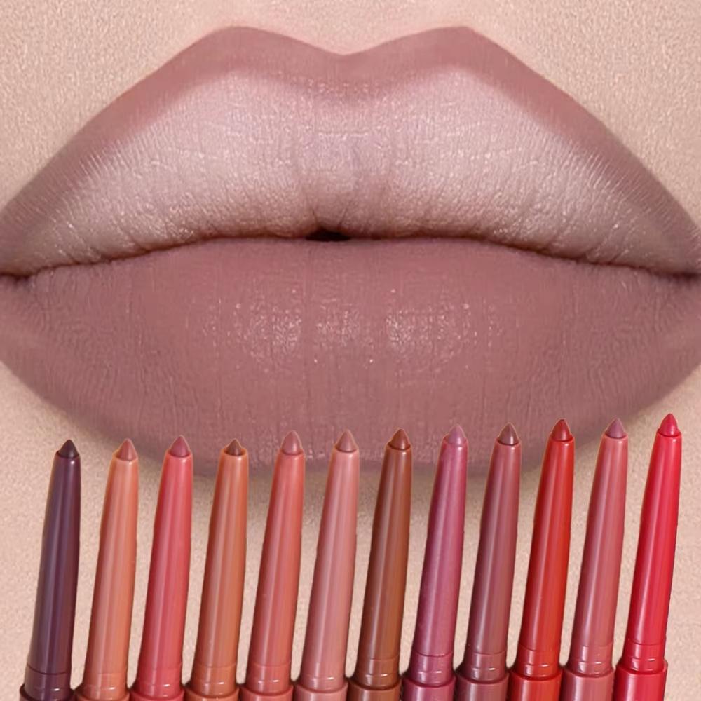 Matte Mauve Lipstick Pencil Long Lasting Waterproof Non-Stick Lipliner Crayon Velvet Lip Contour Outline Smooth Natural Makeup