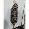 Women's Spring, Autumn and Winter Models Zebra Print Strapless Collar Long-sleeved T-shirt Tops