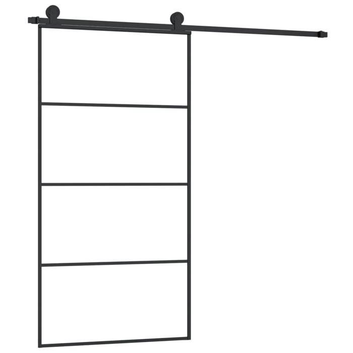 VidaXL Porte Coulissante et Kit de Guincaillerie Porte Givrée Rail Coulissant Butées de Porte Bloc Anti-saut 102,5x205cm 3152150