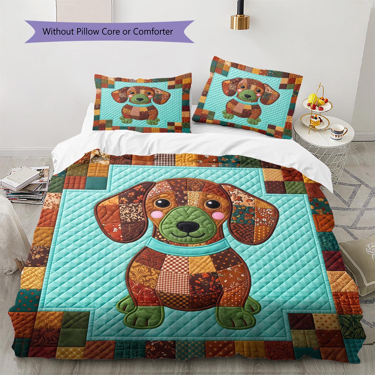 

Dog Patchwork Art Pattern Bedding Set Quilt Cover Pillowcase Home Decor Gift (1 * duvet cover + 2 * pillowcase, without core) 135x200cm