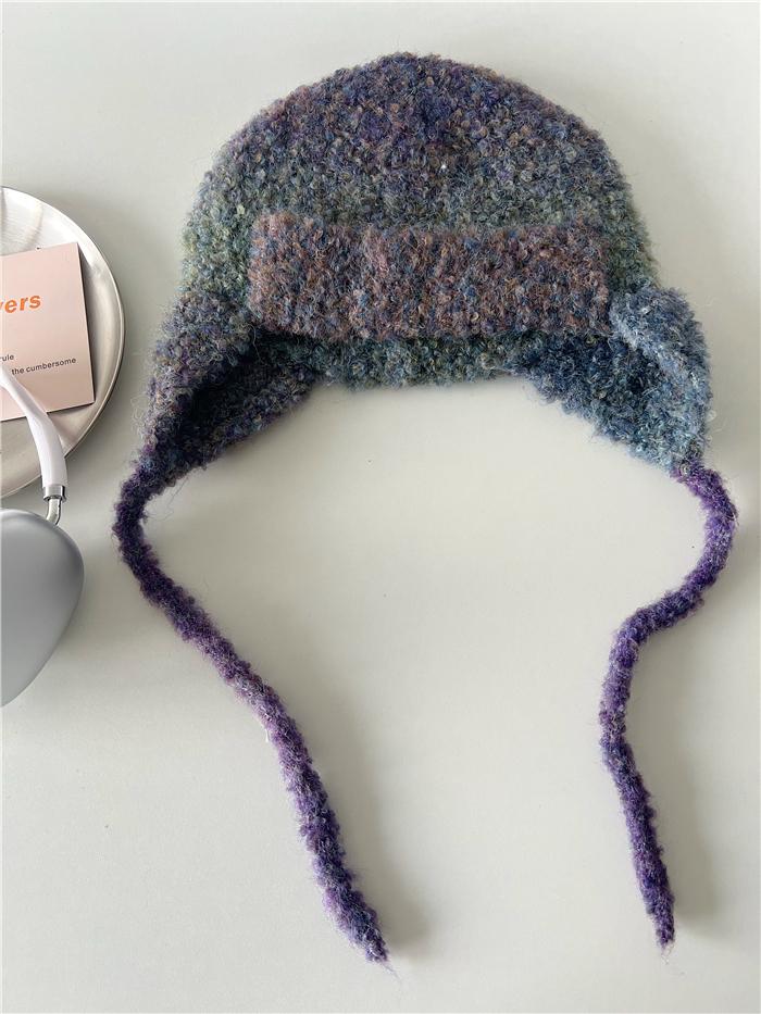Hat Winter Female Gradual Change Show Face Small Ear Protector Wool Hat Warm Knitted Hat Versatile Cold Hat Tide