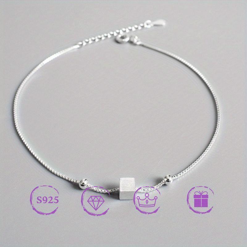 

Мужской браслет S925 с простым геометрическим квадратом, 1 шт. 7.87-9.06 Inch