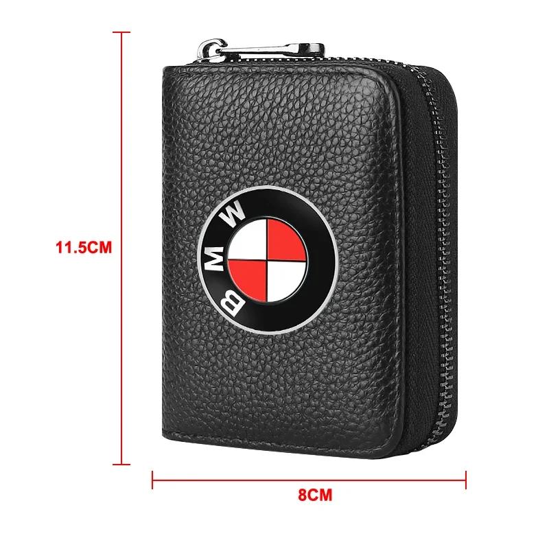 HZAU9 2025 Hots E60 Leather Emblem Car Key Case Keychain Zipper Key Case Bag For 50th BMW M M3 M5 M6 M2 E46 E90 E60 F10 F30 E39 E36 F2