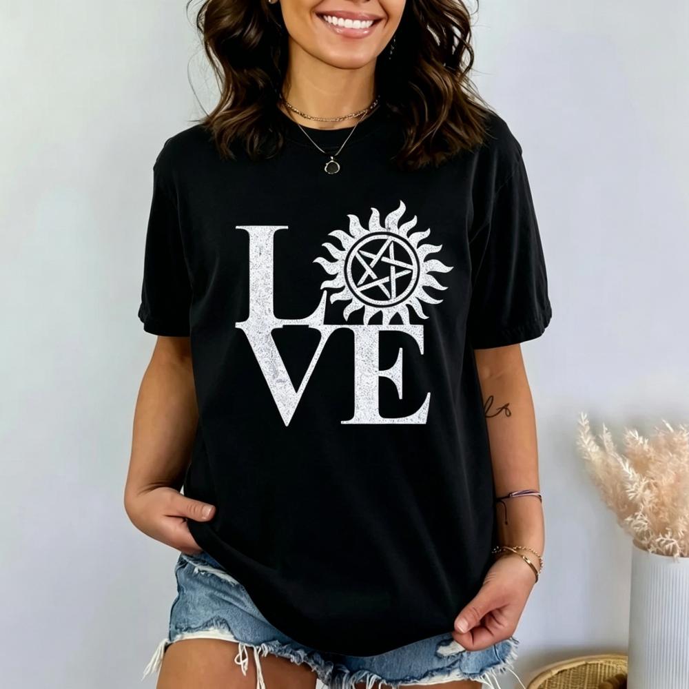 LOVE Supernatural Shirt Winchester Brother Tshirt Science Fiction TV Series Fans Tee SPN Lover Gift T-shirtunisex Cotton Tops