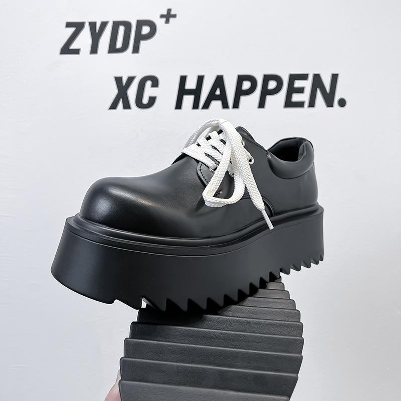 British style retro platform small leather shoes men's 2025 new small versatile high-heeled lace-up single shoes 10984-A