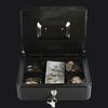 Beemyi Portable Cash Box, Small Cash Box for Home Use, Cashmate A5 Size, Accounting, Office Mini Safe, Piggy Bank, Steel, Home Security Box (Black, W2