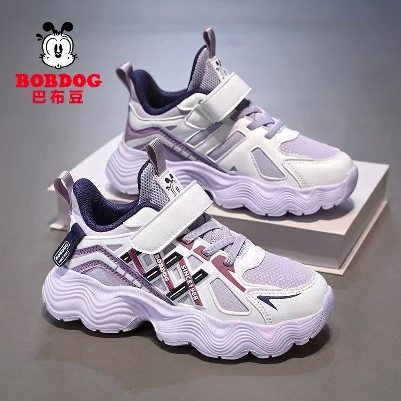 Babu bean girls shoes 2025 autumn new leather surface waterproof children's sports shoes soft sole middle and old children's dad shoes
