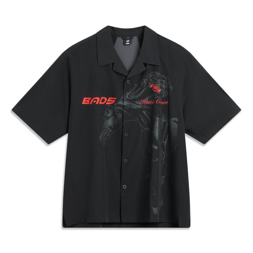 Li Ning Badfive Quick-Dry Cool Comfortable Moisture-Wicking Loose Fashionable Versatile Casual Letter Print Short Sleeve Shirt Men shirts ASHV243-1