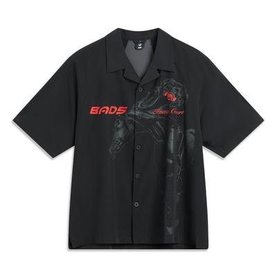 Li Ning Badfive Quick-Dry Cool Comfortable Moisture-Wicking Loose Fashionable Versatile Casual Letter Print Short Sleeve Shirt Men Shirts ASHV243-1