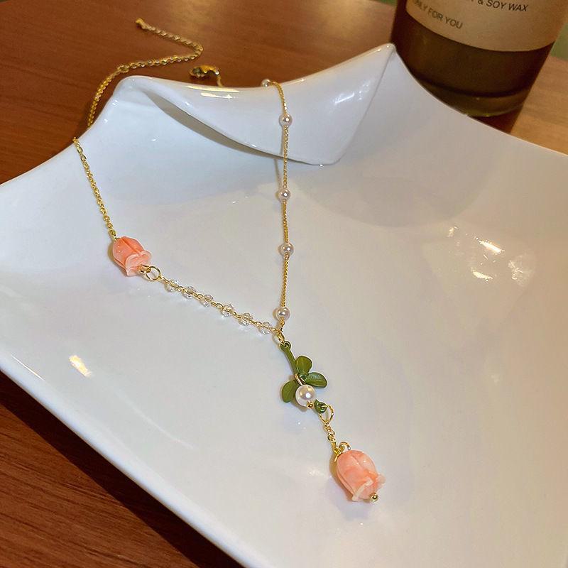 Lily of the Valley Necklace & Earrings Set: Elegant, Fairy-like Pearl Design for Women