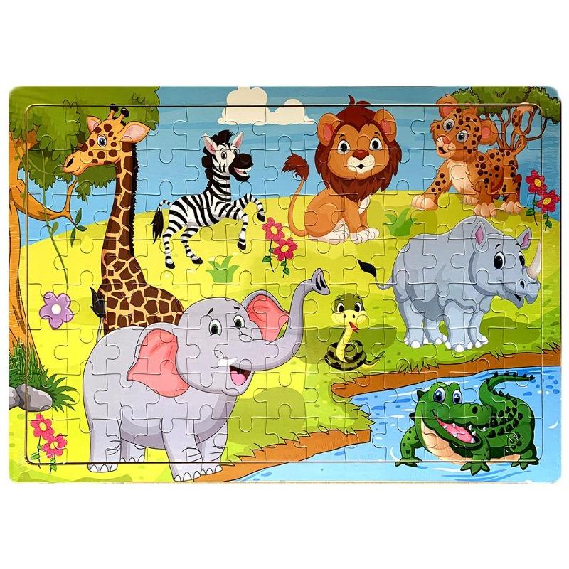 Superior-Grade 100Pcs High-Standard Cartoon Top-Grade Animal Top-Grade Wooden Premium-Quality Puzzles Premium-Quality Farm First-Class Dinosaur