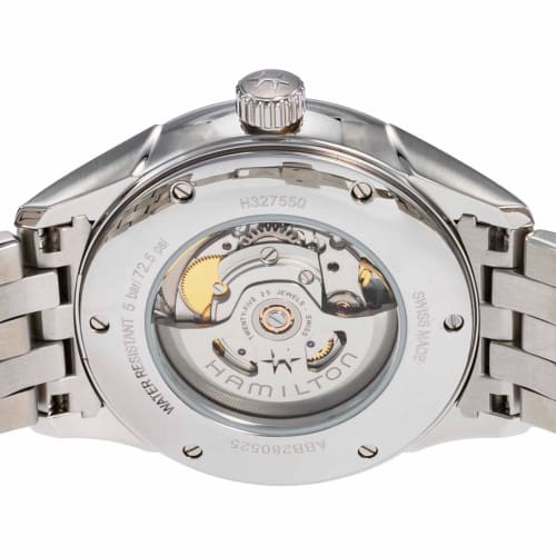 Hamilton Jazzmaster Automatic Chronograph Watch, 42mm, Swiss Brand, Men's, Brown, Black Dial, Stainless Steel, Sapphire Crystal, Automatic Movement, H