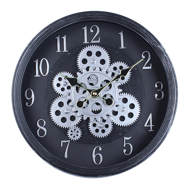 Industrial Style Retro Steampunk Gear Clock Mechanical Plastic Creative Wall Clock Study Cafe Decoration Clock
