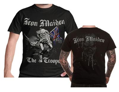 Iron Maiden marškinėliai eskizuotas Trooper Eddie logotipas juodi nauji oficialūs
