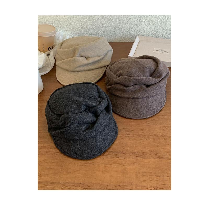 Women S Black Pleated Beret Hat Japanese Style Vintage Cloud Octagonal Hat Fall Winter