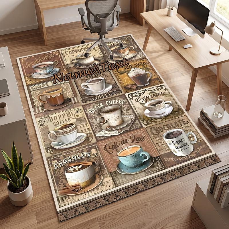 Cozy Coffee (14) Personalized Name Office Carpet Stylish Decor for Living Room Bedroom Kitchen