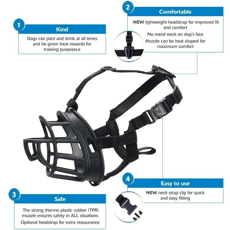 1pc Adjustable Dog Muzzle Soft Silicone Breathable Mesh Strong Basket Small&Large Dog Mouth Muzzles Pet Training Accessories