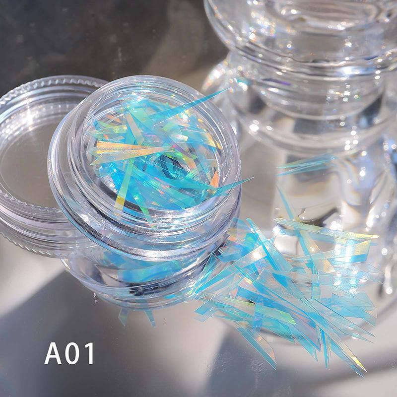 1 Caixa Papel Holográfico Irregular Vidro Quebrado Folha de Unha Aurora Decalque Gradiente Laser Flocos Adesivo Acessórios Diy Decoração de Manicure