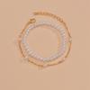 Stylish and Minimalist Imitation Pearl Double Layer Alloy Adjustable Bracelet Jewelry Gift Clothing Accessories