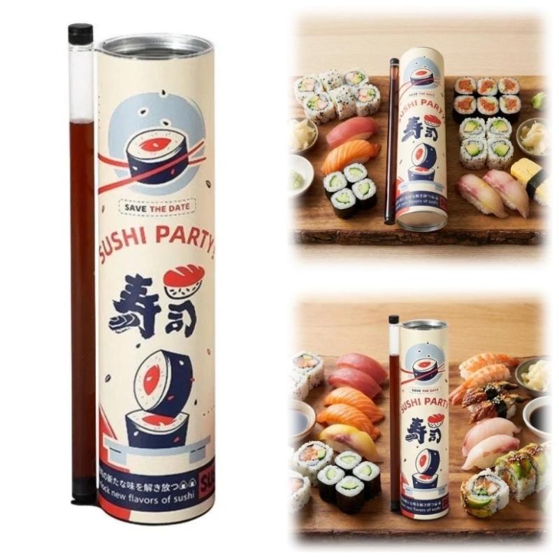 3 PCS Sushi Push Box Food Grade with Sauce Straw for Making Homemade Sushi Bento Lunch Storage