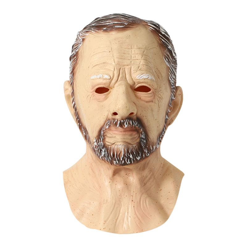 2025 Factory  Scary Realistic Halloween Old Grandpa Grandma Costume Headgear Silicone Head 3d Latex Mask чёрный