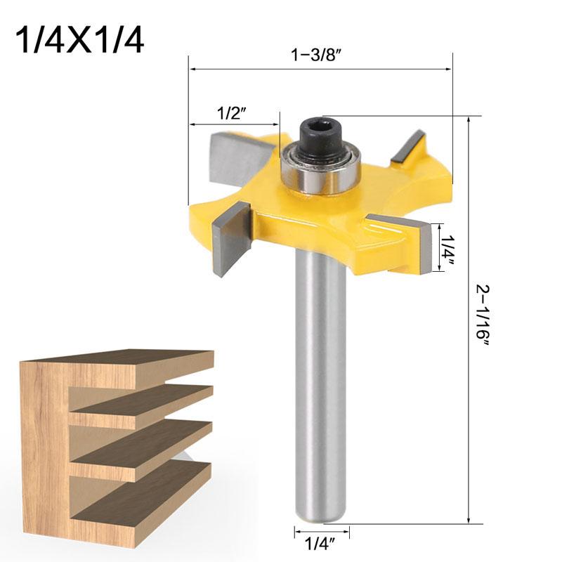 1/3pc 6mm 1/4 Inch Shank T Type Bearings Wood Milling Cutter Industrial Grade Rabbeting Bit Woodworking Tool Router Bits for Wood