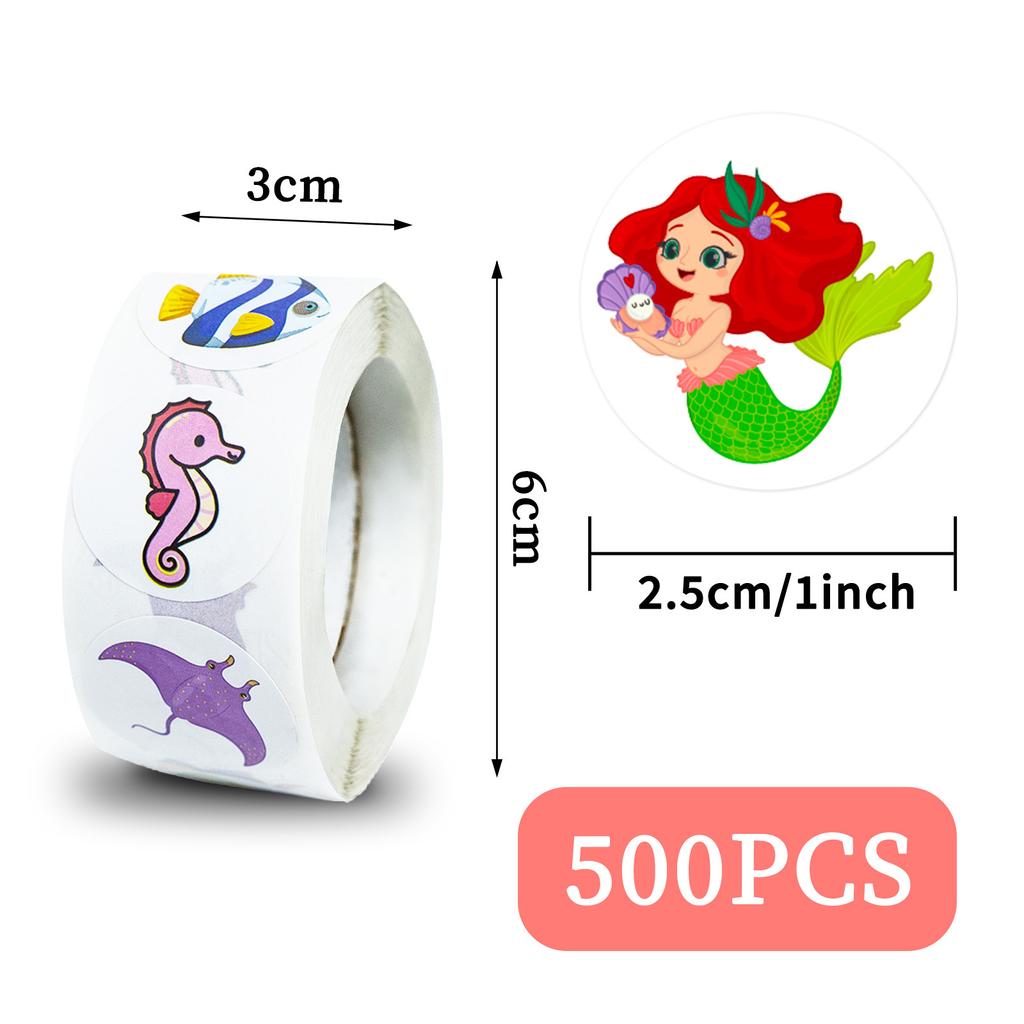 500pcs/roll Reward Stickers Cartoon Sealing Roll Stickers Hand Account Materials Decorative Envelopes Cute Sealing Stickers