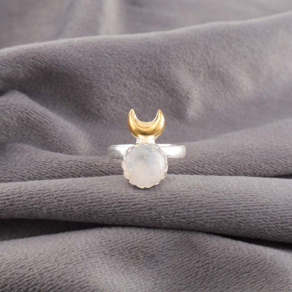 Natural Rainbow Moonstone Gemstone 925 Fine Silver Jewelry Handmade Ring For Her RR-58-31